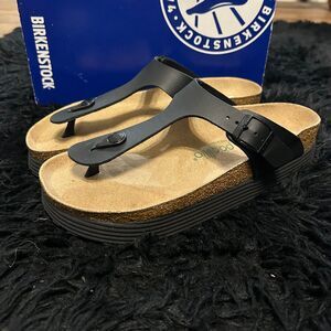 PAPILLIO by BIRKENSTOCK Gizeh black vegan platform sandals shoes eur 39 new